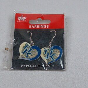 University of Kentucky Wildcats Liscensed Heart Shaped Hook Earrings Blue White